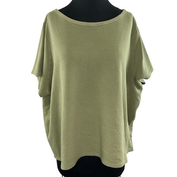 NWT Athleta Sundown Boatneck Tee Organic Cotton Shadow Olive Green Plus 3X NEW - Picture 1 of 12